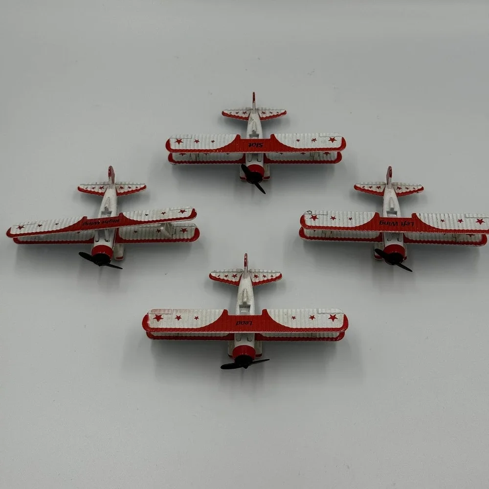 Vintage 1991 Red Baron Pizza Stearman‎ Squadron 1:72 Diecast Bi-Plane Set 4-Pack